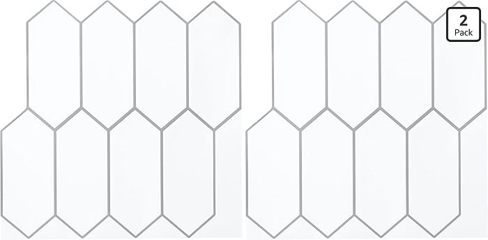 WallPops NH3972 Rhombus Backsplash Tile, White & Off-White 10 inch x 10 inch (Pack of 2) | Amazon (US)