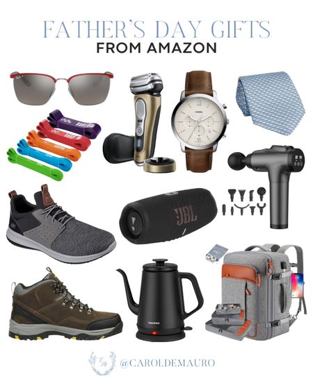 Get your husband, father, dad-in-law, or brothers these cool sunglasses, electric razor, necktie, resistance bands, hiking shoes, Theragun massage gun, and more to show him he's special this Father's Day! 
#giftsforhim #mensfashion #travelessentials #affordablefinds

#LTKGiftGuide #LTKMens #LTKTravel