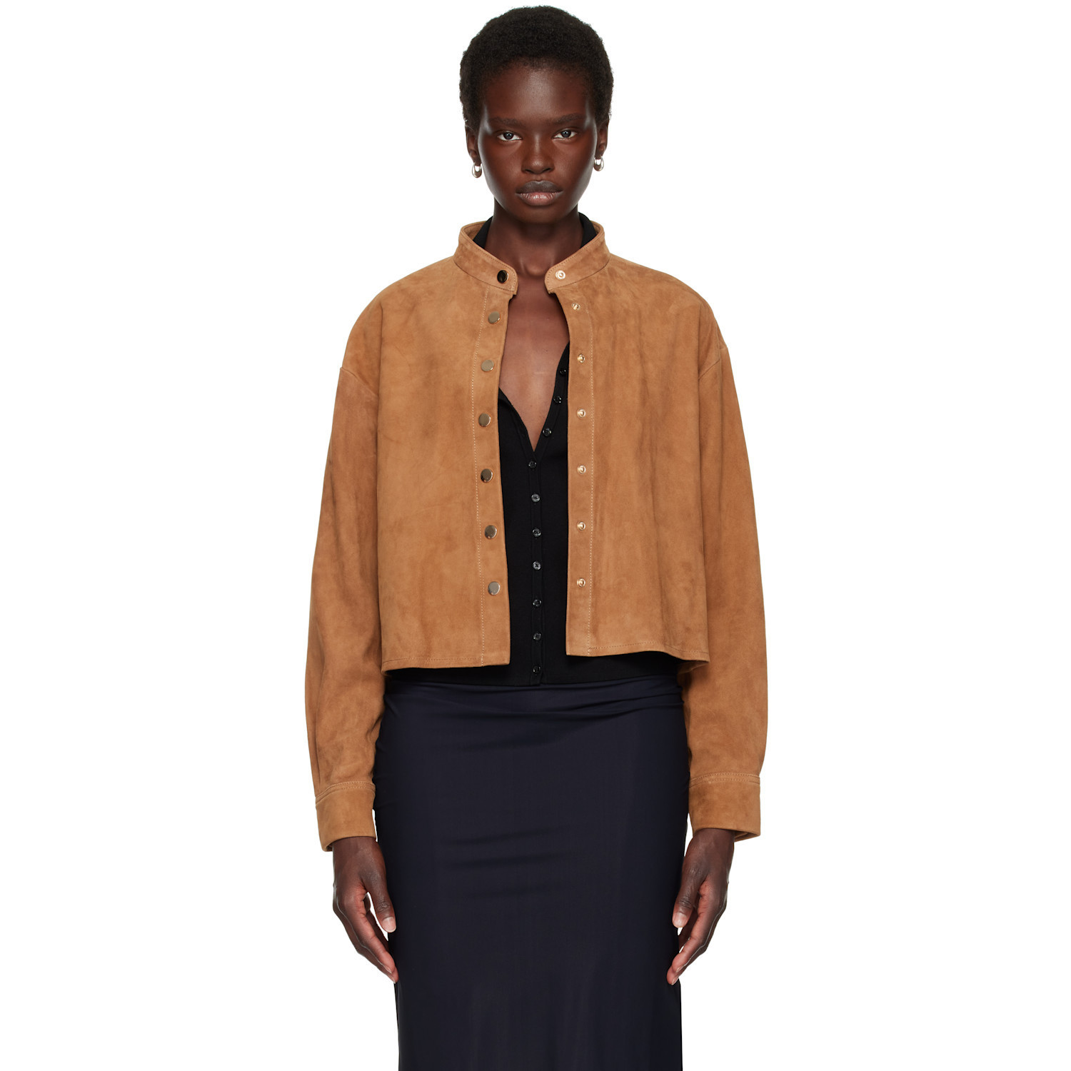 Nour Hammour Tan Lucien Suede Jacket | SSENSE