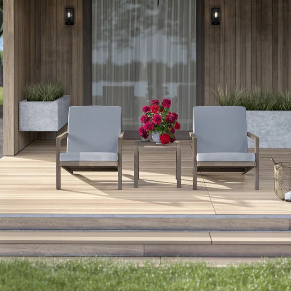 Dehn Solid Wood 2 - Person Seating Group with Cushions | Wayfair North America