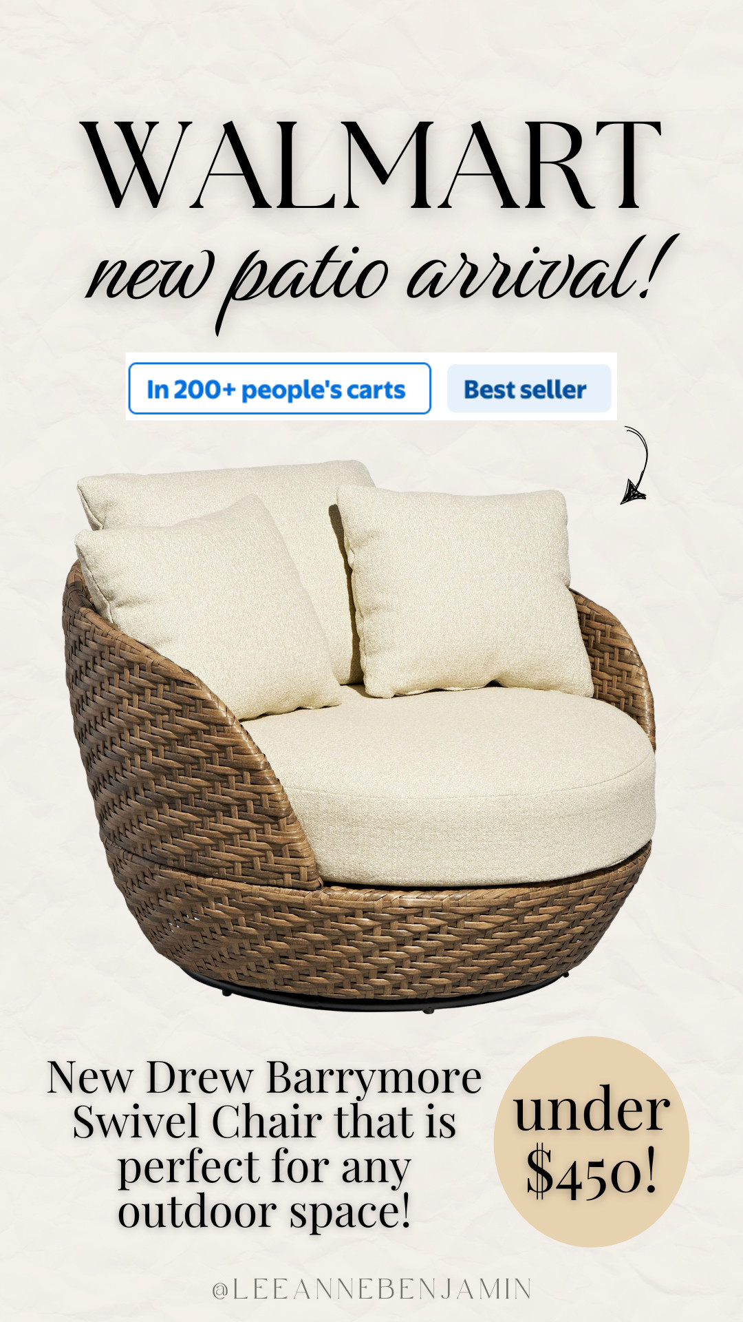 The coolest new patio arrival from Drew Barrymore! Under $450, swivels, and comes with cushions and cover! 

 #LTKmomlife #LTKHome #LTKKids