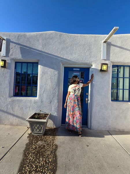 Maxi shirts and graphic tees will forever be one of my closet staples! If you're looking for an easy, casual, polished look for Spring this is it! Maxi skirt, floral skirt, printed Maxi, graphic tee, rodeo t-shirt, graphic tees 

#LTKSeasonal #LTKmidsize #LTKstyletip