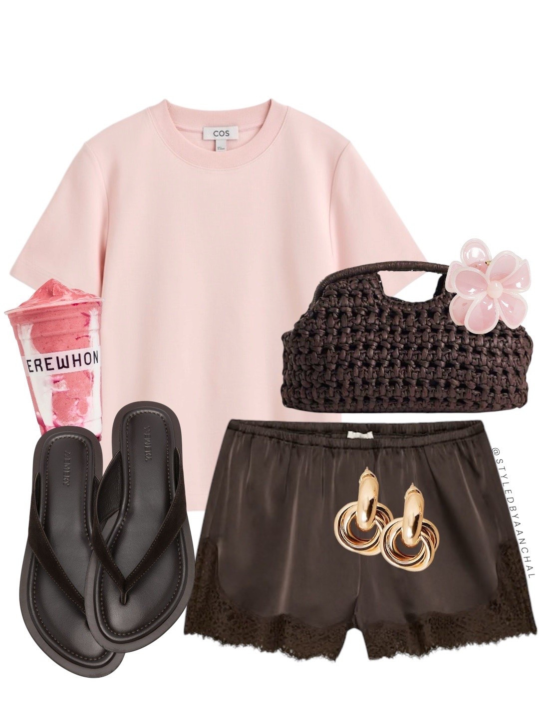 Pastel pink tee and brown lace shorts outfit


Pastel pink tee
Brown lace shorts
Cos
Pink tee
Brown sandals 
ASOS
Cute outfit
Aritzia

#LTKstyletip #LTKtravel #LTKsummer