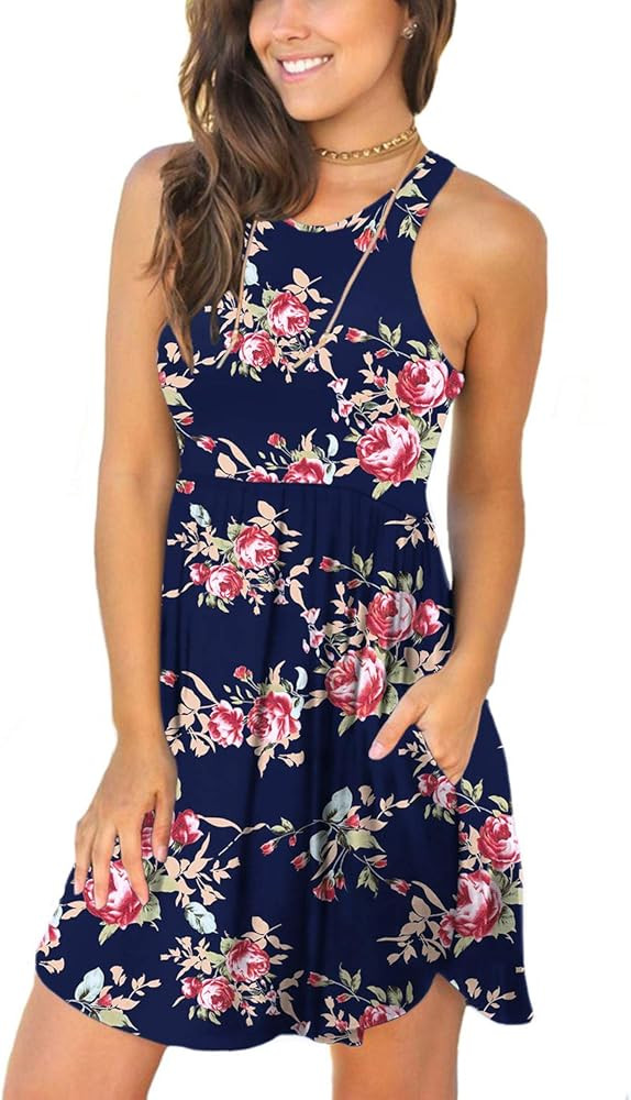 Women's Summer Casual T Shirt Sundress Swimsuit Cover Ups with Pockets | Amazon (US)