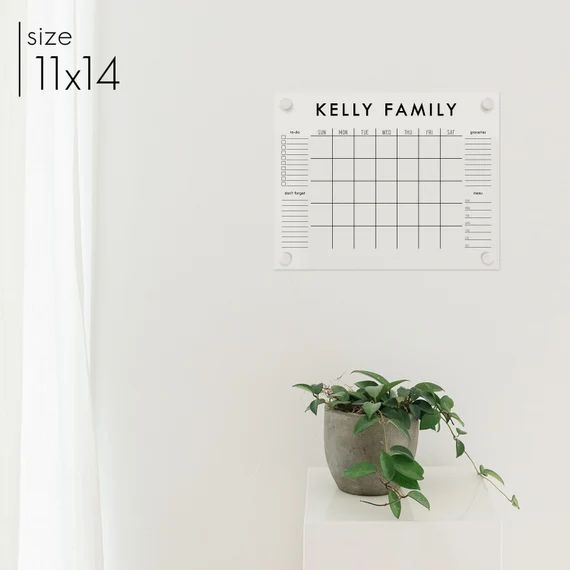 Personalized Family Calendar on Clear Acrylic With Custom Side - Etsy | Etsy (US)
