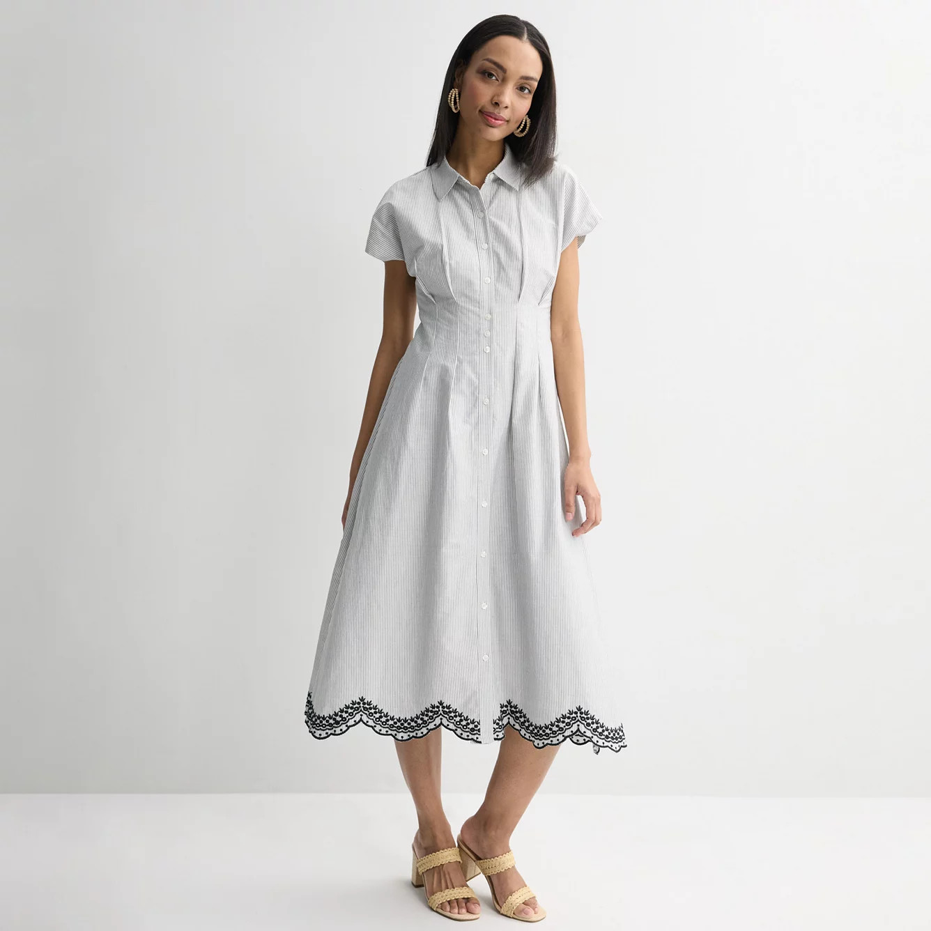 Women's Nine West Cinched Waist Midi Shirt Dress | Kohl's