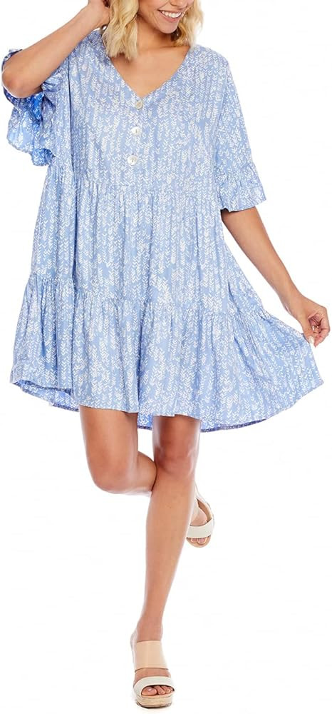 Mud Pie Aster Women's Short Sleeve Flounce Dress | Amazon (US)