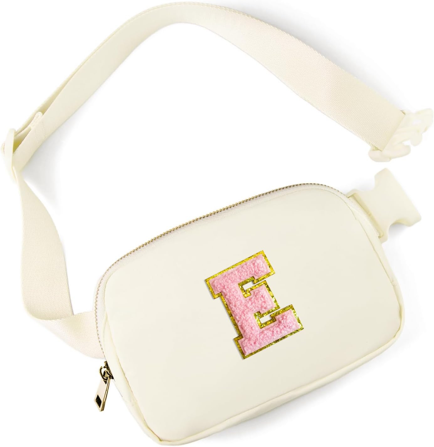 Gifts for 7 8 9 10 11 Year Old Girls Belt Bag Fanny Pack Crossbody Bags with Initial Letter Patch Birthday Gifts for Daughter Sister Friends Teen girls (Ivory-E) | Amazon (US)