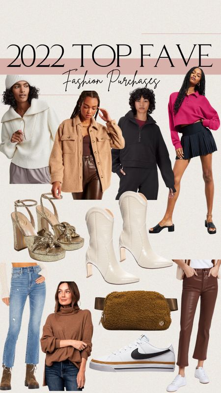 2022 top favorite fashion purchases! 

#fashion #goldheels #pullover #shacket #alotennisskirt #beltbag #whitebooties #whiteboots #revolve #lululemon #nike #sneakers

#LTKshoecrush #LTKstyletip #LTKfit