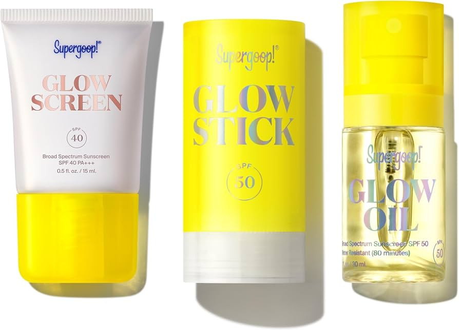 Supergoop! Glow Kit - Includes Glowscreen SPF 40 (0.5 oz), Full-Size Glow Stick SPF 50 (0.7 oz), ... | Amazon (US)