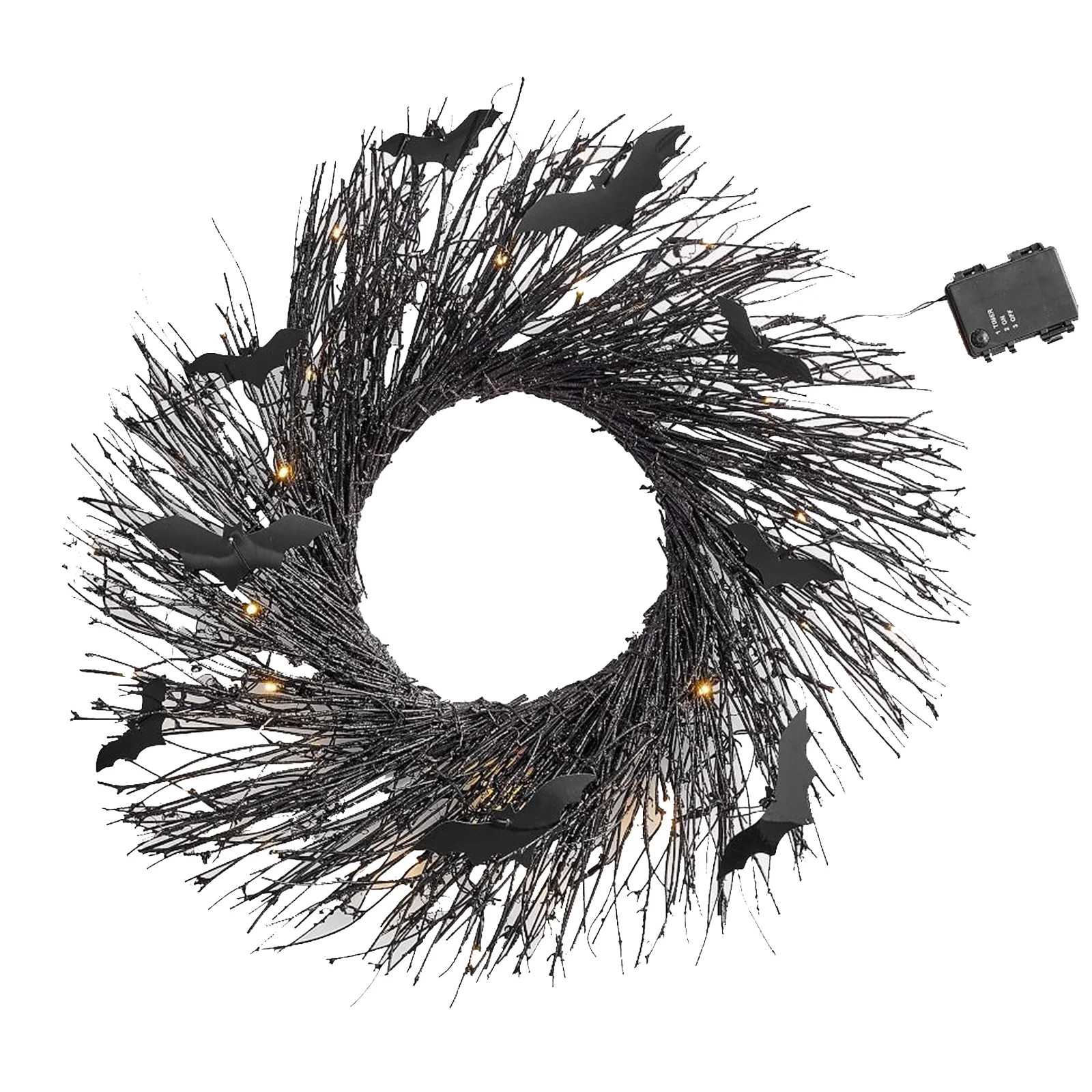 Black Halloween Wreath Bat Wreath Door Wreath With Glitter Bats Halloween Party Decorations | Walmart (US)