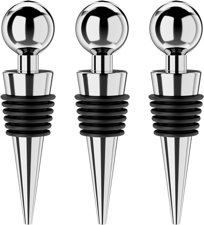 Wine Stoppers for Wine Bottles 3Pcs Vacuum Wine Bottle Stopper with Silicone Reusable Wine Corks,... | Amazon (US)