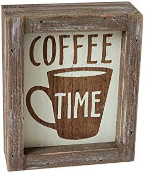 Parisloft Coffe Time Rustic Barn Wood Small Coffee Box Sign Decor for Kitchen, Rustic Wooden Coff... | Amazon (US)
