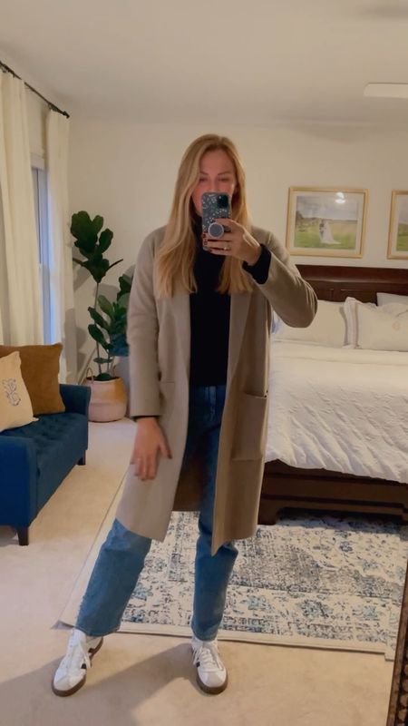 What I wore today - a simple, casual winter outfit for working from home

Long sweater jacket is a great chic staple that’s perfect for layering. I sized down one. 

Sambas look a like sneakers are super comfy and I went down a half size

#LTKfindsunder100 #LTKSeasonal #LTKHoliday