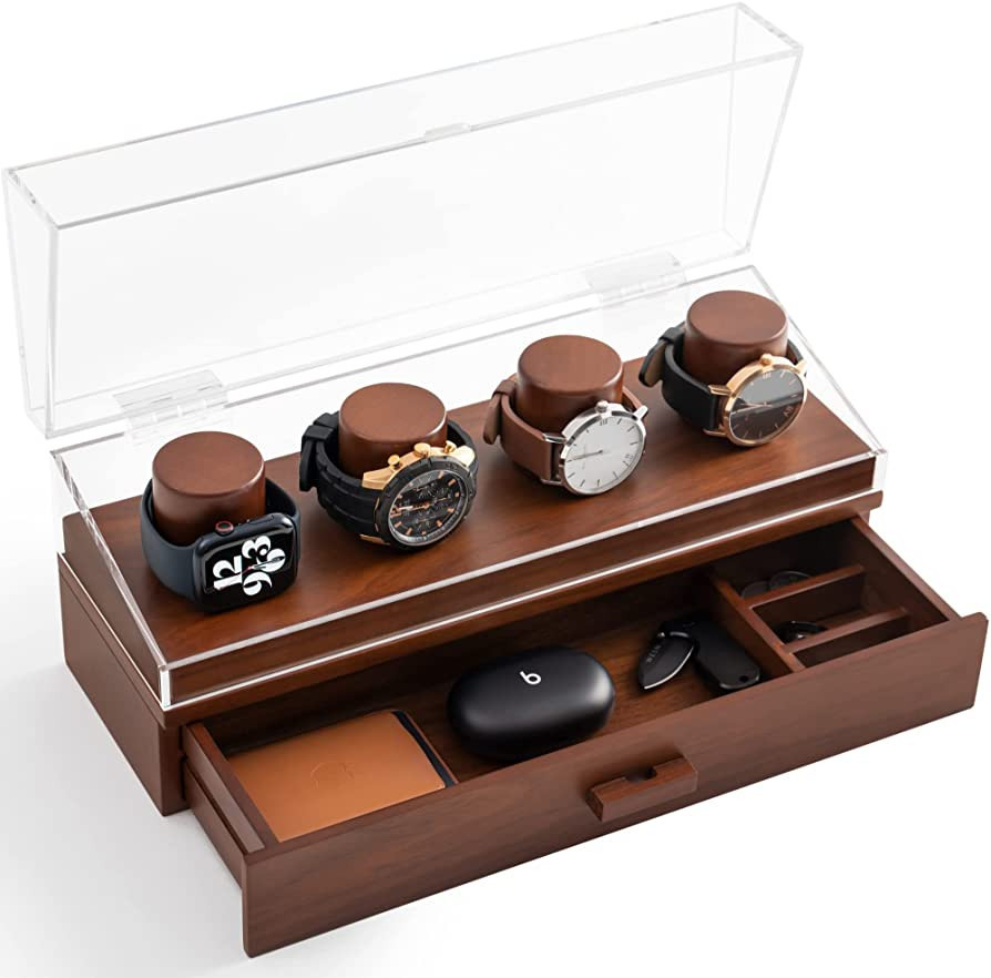 Watch Display Case Watch Holder - Mens Watch Case Watch Organizer for Men Watch Boxes - Wooden Wa... | Amazon (US)