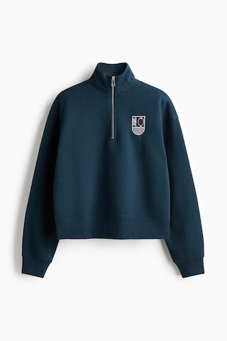 H & M - Half-Zip Sweatshirt with Motif - Turquoise/The Pierce Archive | H&M (US + CA)