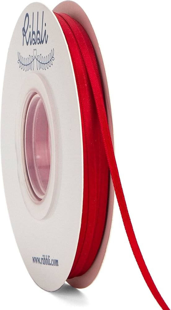 Ribbli Double Faced Red Satin Ribbon,1/8\u201d x Continuous 50 Yards,Use for Bows Bouquet,Gift Wr... | Amazon (US)