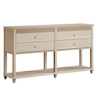 BYBLIGHT Turrella 63 in. Beige Rectangle Wood Console Table with Drawers, Long Sofa Tables for Li... | The Home Depot