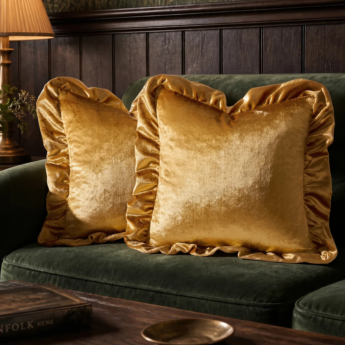 Velvet Ruffle Soft Throw Pillow Covers,Decorative Luxurious Cushion Case for sofa couch（Set of ... | Wayfair North America