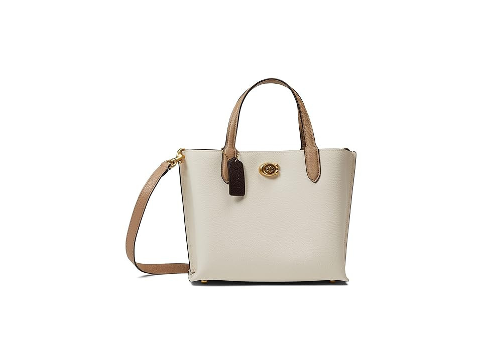 COACH Color-Block Leather Willow Tote 24 Handbags Chalk | Zappos