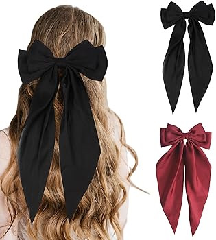 2 PCS Hair Bows for Women Black Bow Hair Ribbons for Women Bow Hair Clips Hair Barrettes for Wome... | Amazon (US)