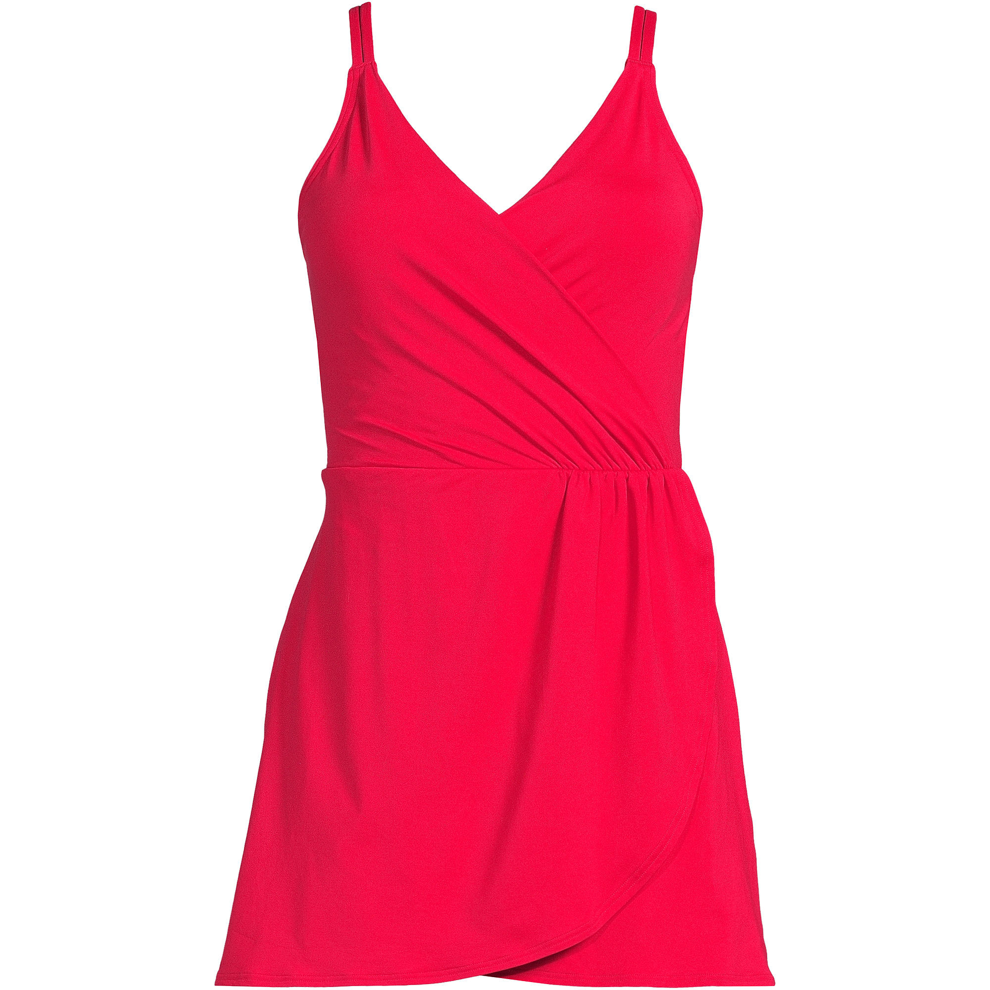 Women's Plus Size Chlorine Resistant V-neck Tulip Wrap Swim Dress One Piece Swimsuit | Lands' End (US)