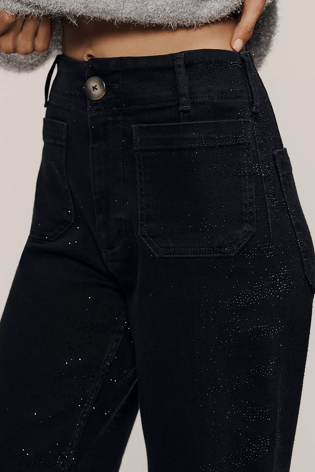 The Colette Sparkle Crop High-Rise Wide-Leg Jeans by Maeve | Anthropologie (US)