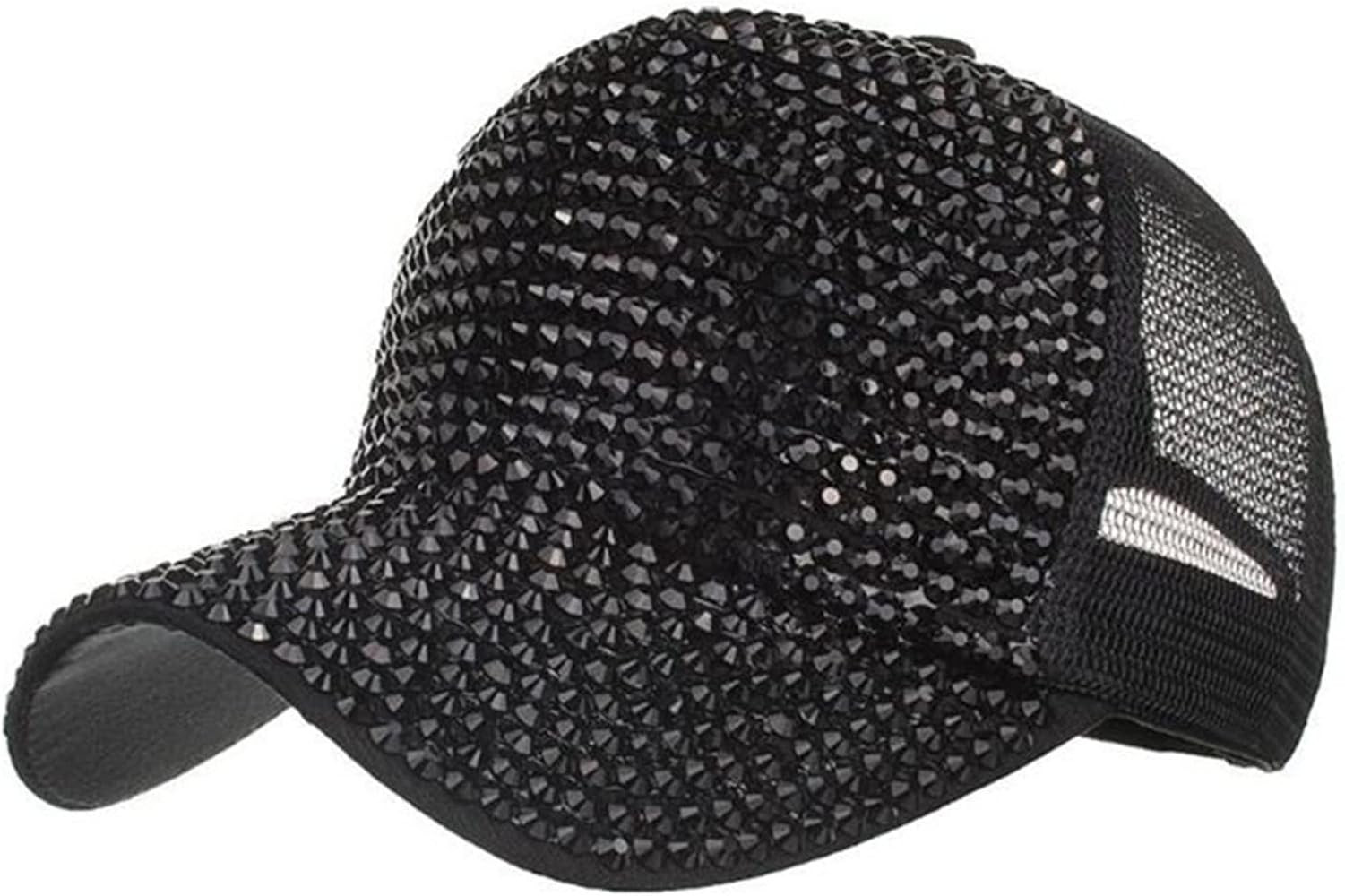Women Men Studded Rhinestone Baseball Cap Adjustable Bling Ponytail Mesh Sun Hat Casual Sports | Amazon (US)