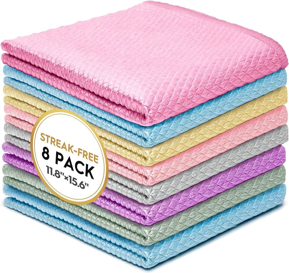 Streak Free Miracle Cleaning Cloths, Reusable Kitchen Towels, Easy Clean Cloth, Nanoscale Cleanin... | Amazon (US)