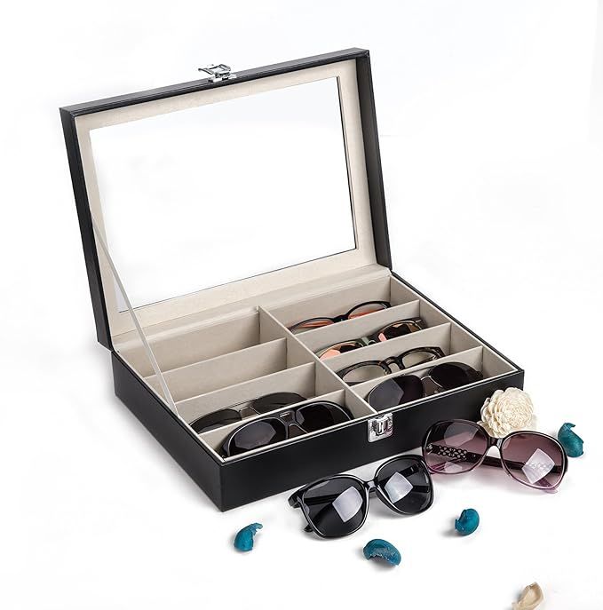 CO-Z Leather Multi Sunglasses Organizer for Women Men, Eyeglasses Eyewear Display Case, Jewelry W... | Amazon (US)