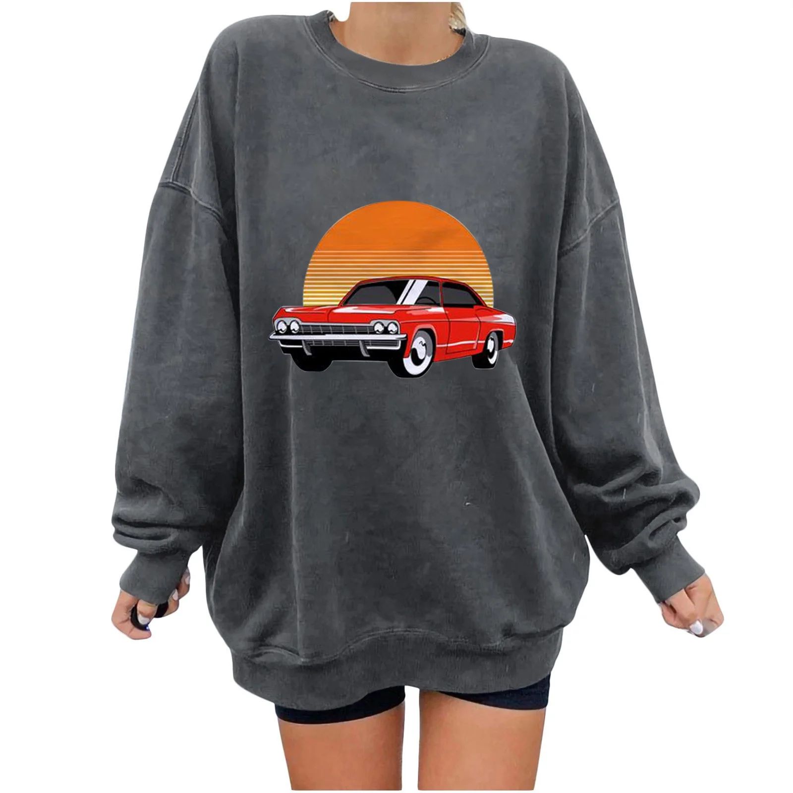 Oversized Crewneck Sweatshirts For Women, Fashion Graphics Casual Summer Sweater Long Sleeve Plus... | Walmart (US)