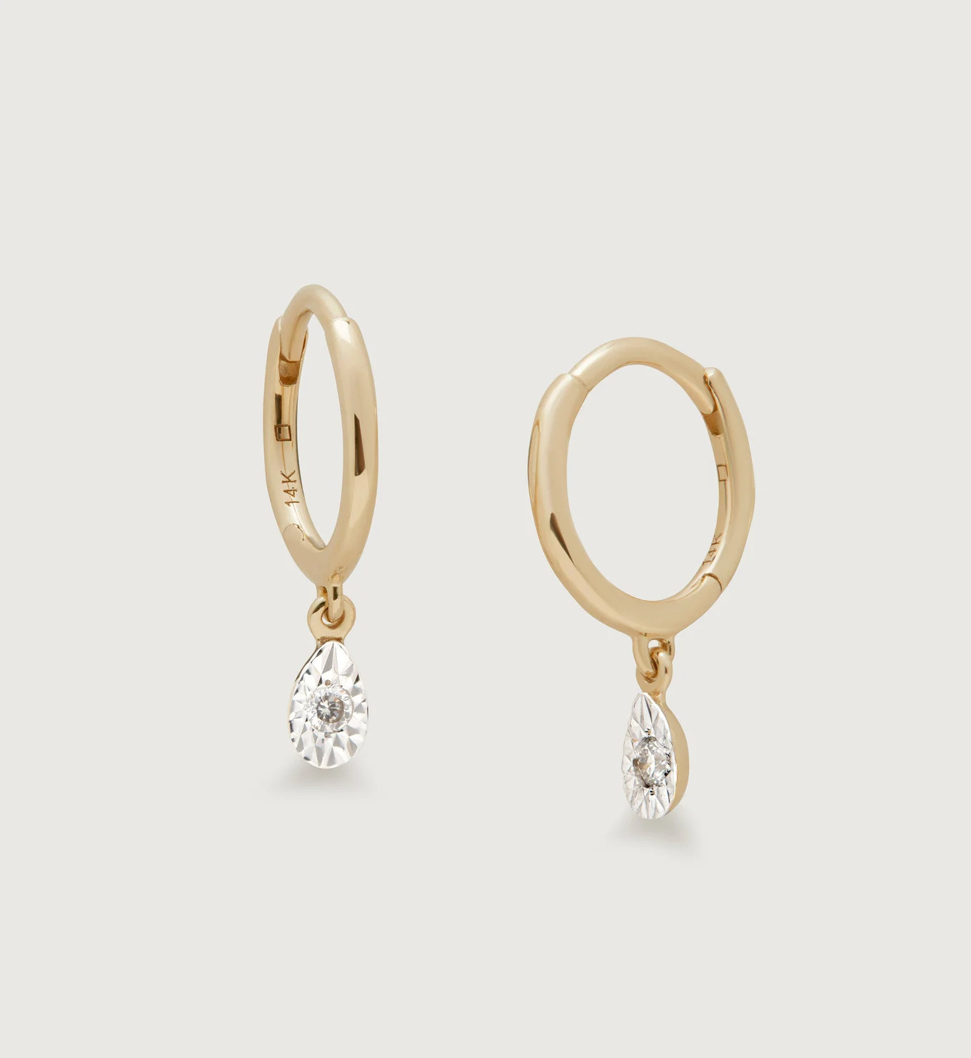 Teardrop Diamond Mini Huggie Earrings | Monica Vinader (Global)