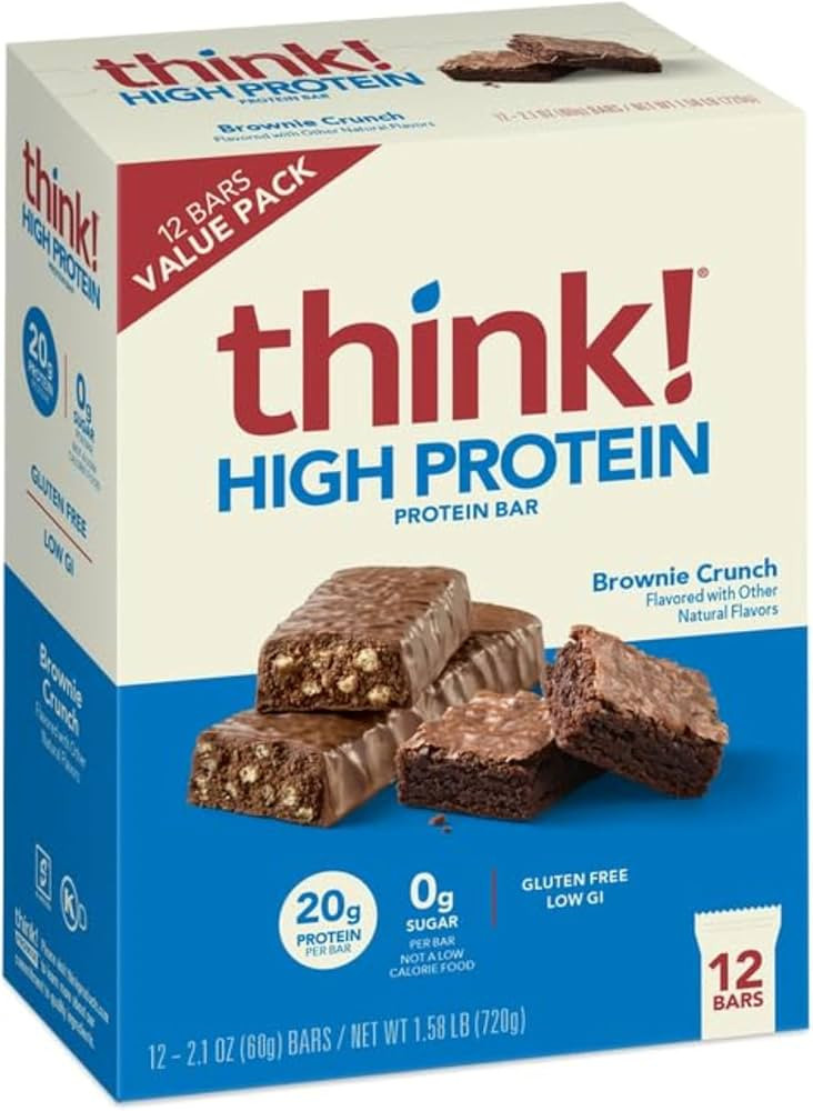 think! Protein Bars, High Protein Snacks, Gluten Free, Sugar Free Energy Bar with Whey Protein Is... | Amazon (US)