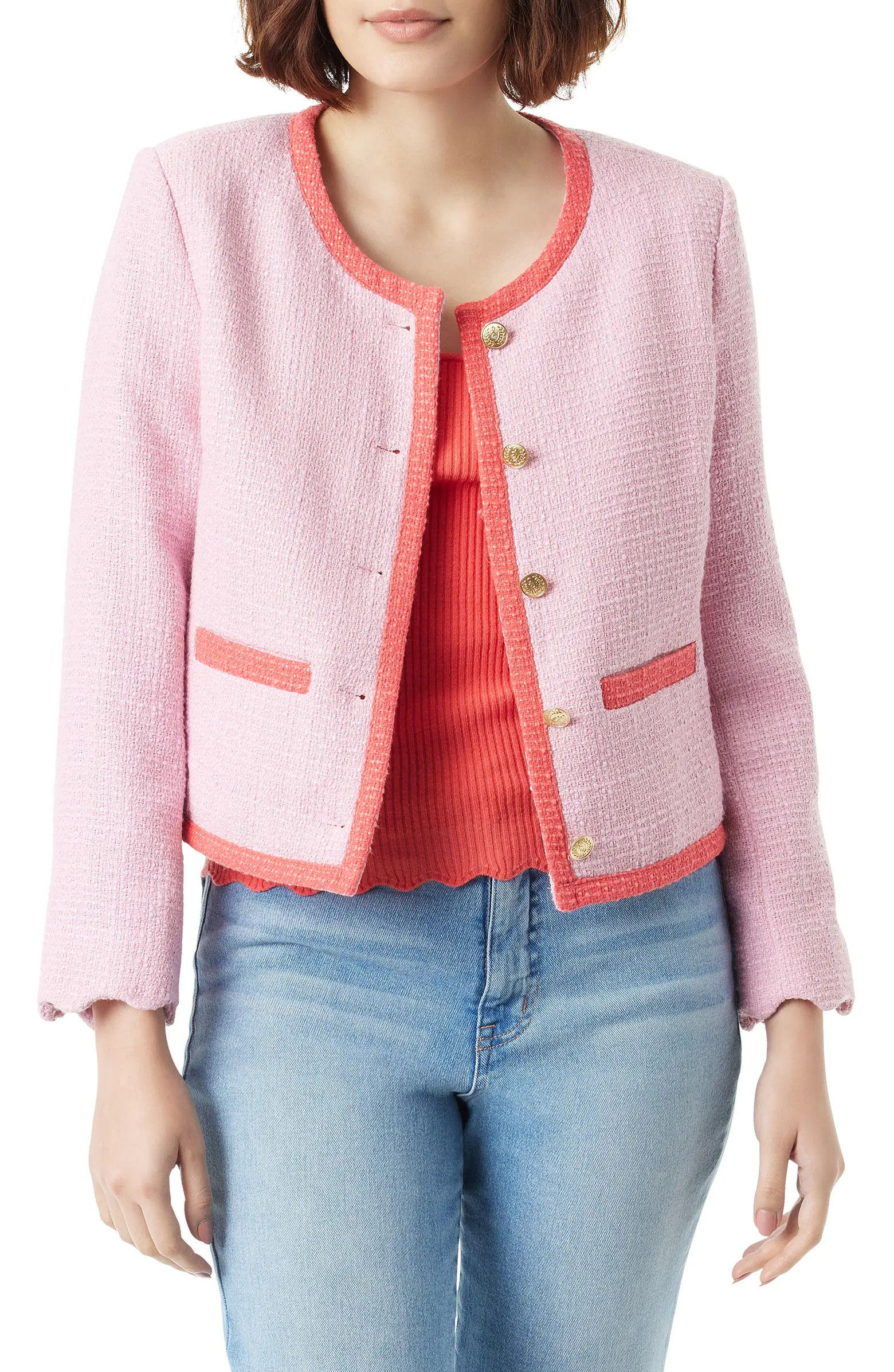 Sam Edelman Ramona Collarless Bracelet Sleeve Tweed Blazer | Nordstrom | Nordstrom