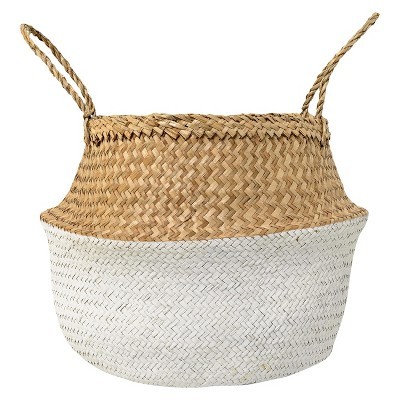 Seagrass Basket With Handles (19") - Natural & White - 3R Studios | Target