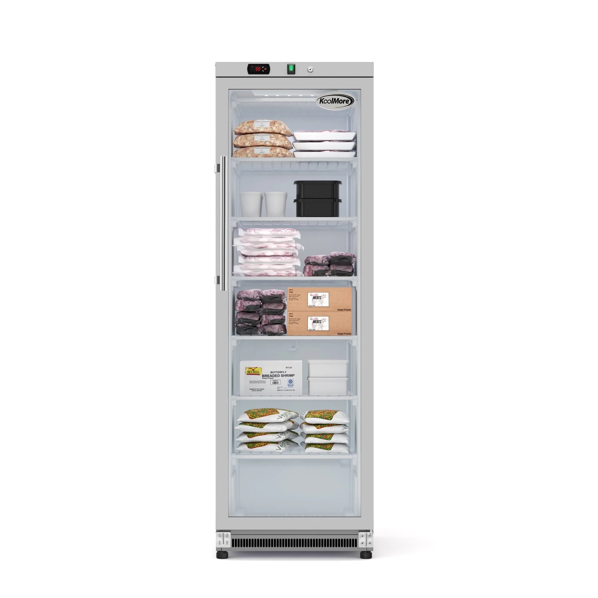 12 Cu. ft. Commercial Freezer with Glass Door in Stainless Steel - Manual Defrost (KM-FMD12SGD) | Walmart (US)