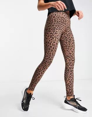 Nike Training Dri-FIT One leggings Glitter Leopard Pack leggings in brown | ASOS (Global)