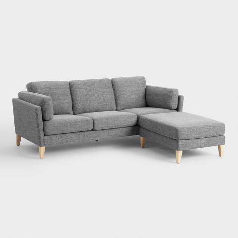 Noelle Graphite Woven Sofa and Ottoman | World Market