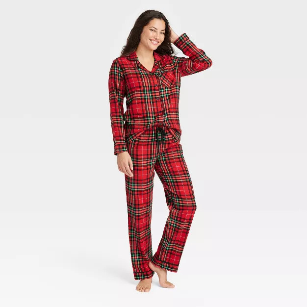 Women's Holiday Tartan Plaid Flannel Matching Family Pajama Set - Wondershop™ Red | Target