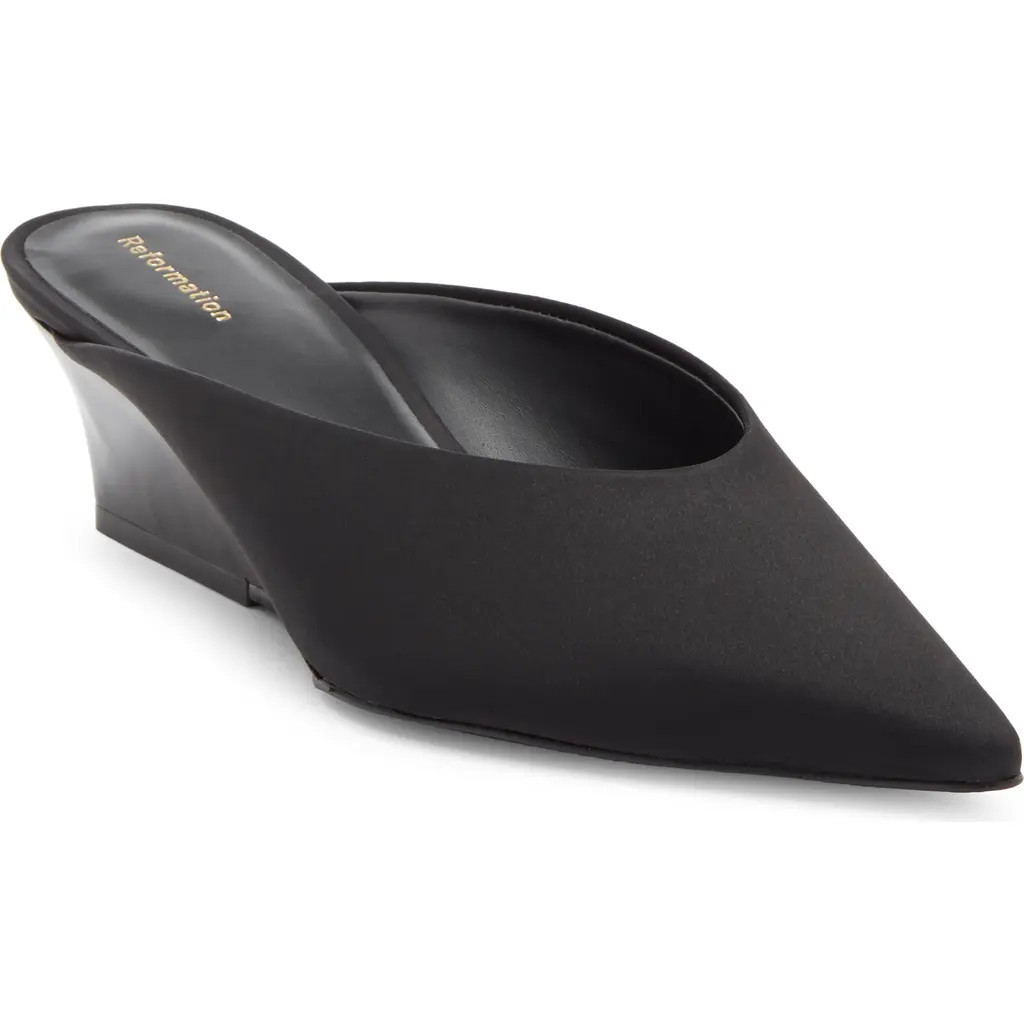 Reformation Marilyn Wedge Mule in Black Satin at Nordstrom Rack, Size 7.5 | Nordstrom Rack