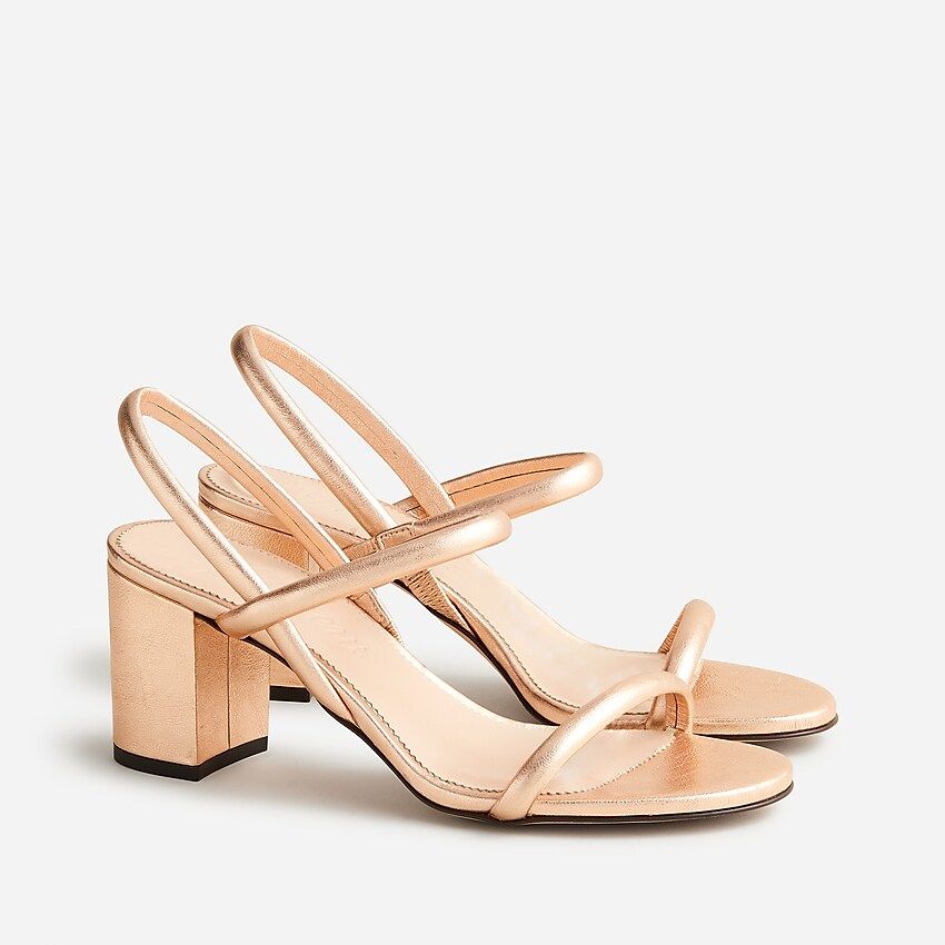 J.Crew: Lucie Slingback Block-heel Sandals In Metallic Leather For Women | J.Crew US