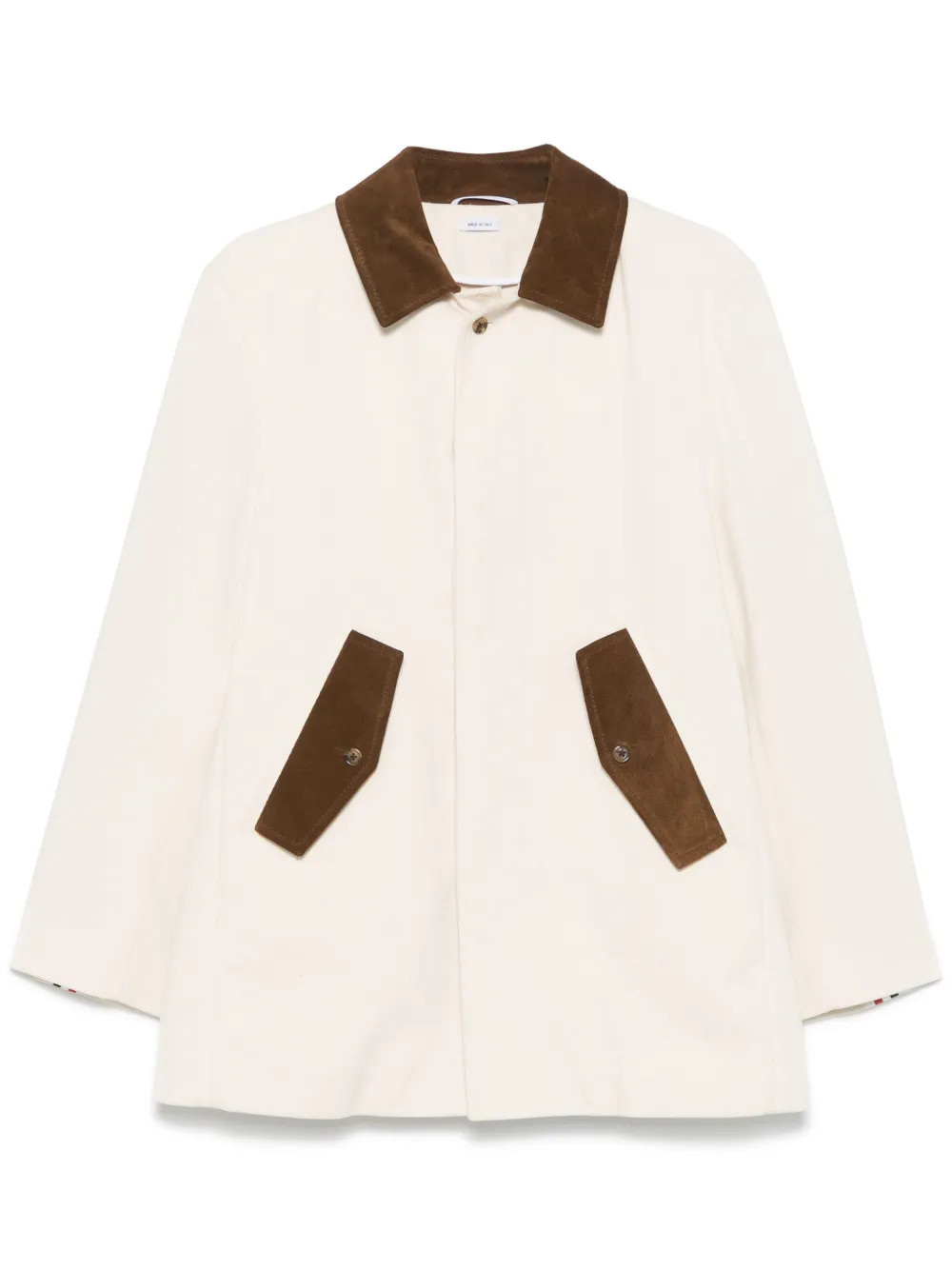 Thom Browne Bal Collar Denim Jacket | White | FARFETCH | Farfetch Global