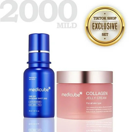 [Medicube Official Shop Exclusive SET] Korean Home Aesthetic Duo l Experience Glass Glow Effect with Zero Exosome Spicule Serum + Collagen Niacinamide Jelly Cream Combination | Walmart (US)