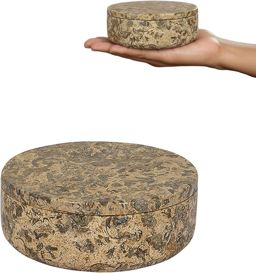 Coral Marble Jar with Lid - 4" Round Salt Cellar and Jewelry Dish Small Handcrafted Spice Box, Of... | Amazon (US)