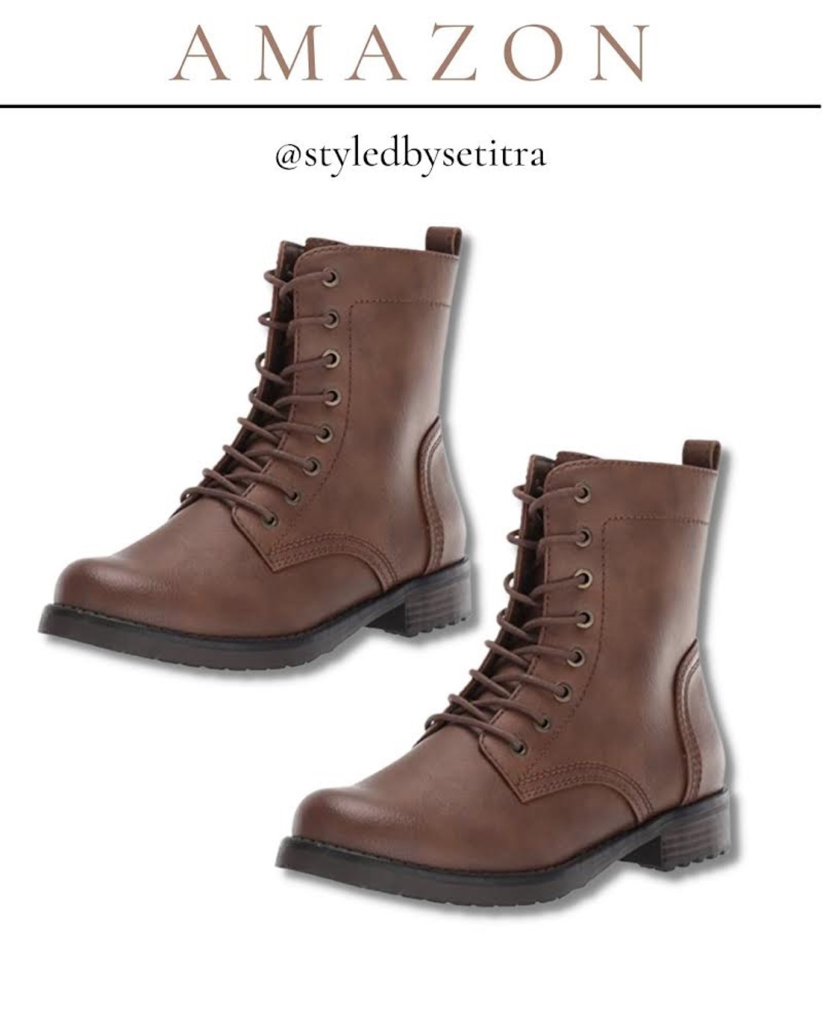 Brown Fall Lace up Combat Boots 

#LTKshoecrush #LTKunder50