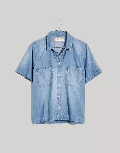 Denim Short-Sleeve Button-Up Shirt in Brickton Wash | Madewell