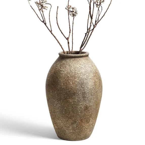 LE TAUCI 11.5" Ceramic Vase, Rustic Farmhouse Flower Vase for Shelf, Entryway & Neutral Table Dec... | Walmart (US)