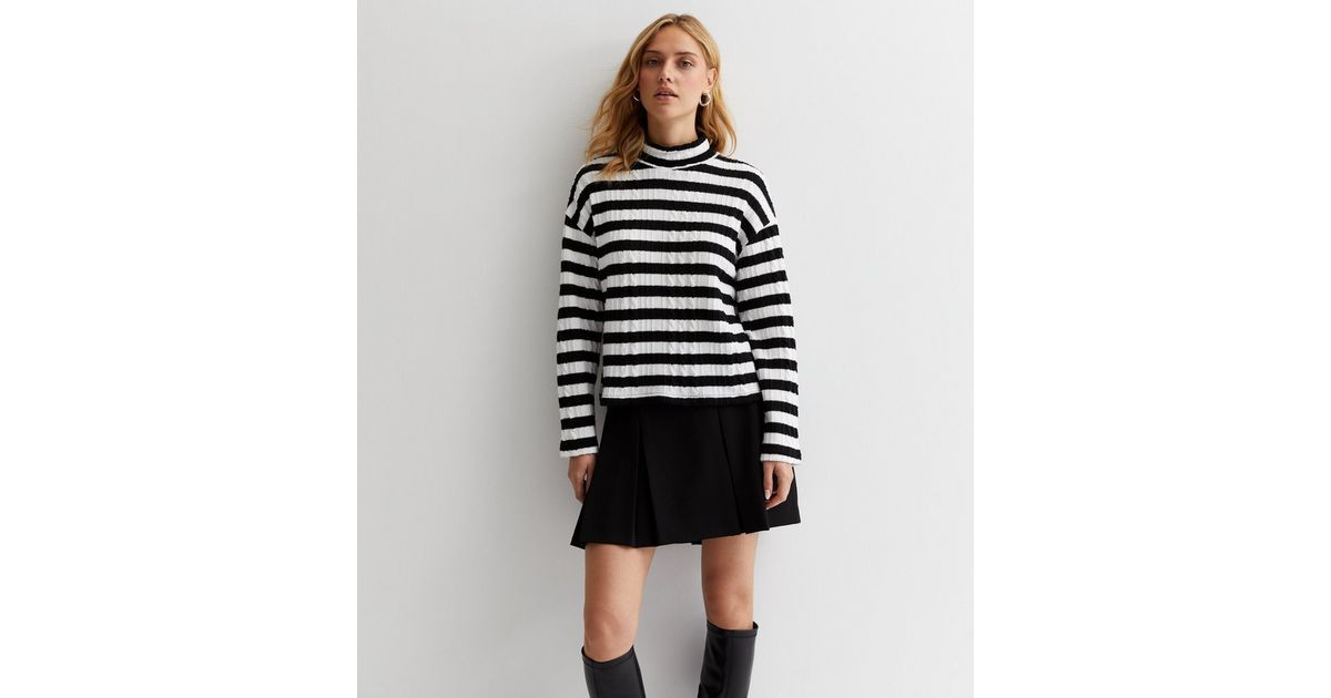 Black Stripe Cable Knit High Neck Jumper
						
						Add to Saved Items
						Remove from Saved ... | New Look (UK)