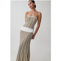 Joyce Stripe Maxi Knit Dress / Khaki/Ivory | MESHKI | 3XL | MESHKI US