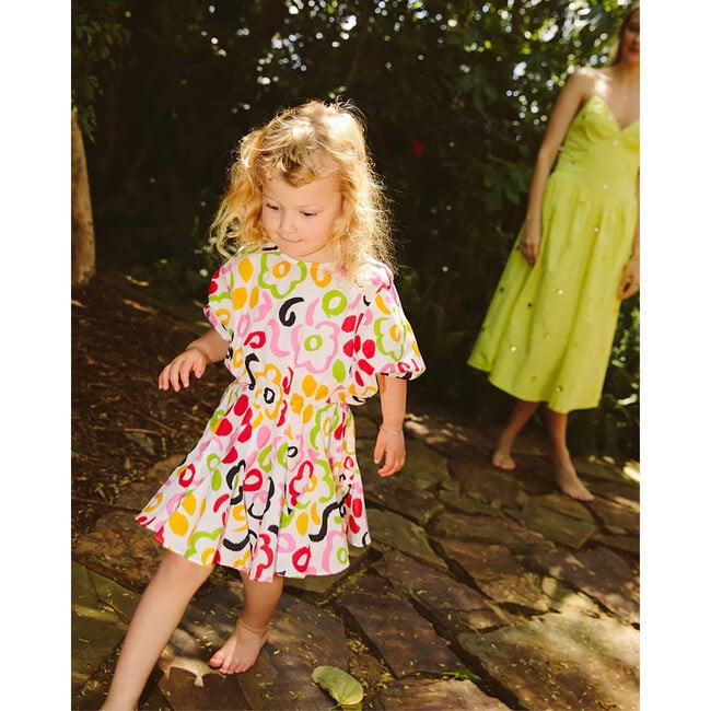 Kids Ella Print Round Neck Dress, Painted Bloom | Maisonette